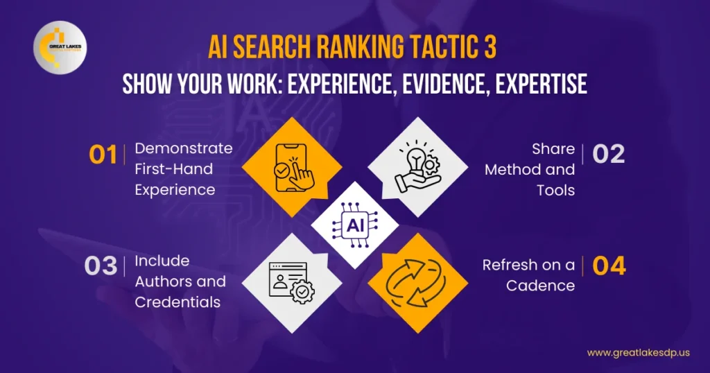 AI Search Ranking Tactic 3 — Show Your Work_ Experience, Evidence, Expertise